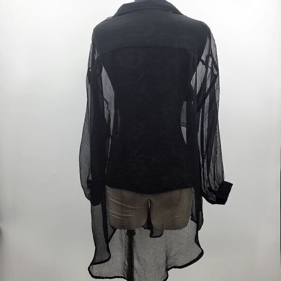 Nasty Gal Collection Plus Size Sheer Oversized Button Up Blouse Size 8 Black - Picture 17 of 17